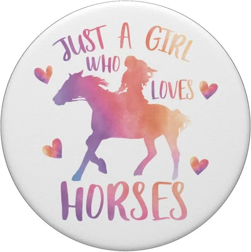 Vista 3 de Just a Girl Who Loves Horses Watercolor Horse Western Rider PopSockets - Soporte para teléfonos y tabletas, Negro