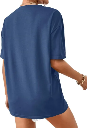 Vista 3 de Remidoo Camiseta casual de manga corta para mujer, de gran tamaño, holgada, con estampado de letras, blusa