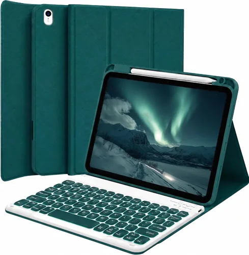 Vista 19 de Funda de teclado retroiluminada para iPad de 9.7 pulgadas 2018 (6ª generación) / iPad 2017 (5ª generación) / iPad Air 2/1, teclado inalámbrico Negro