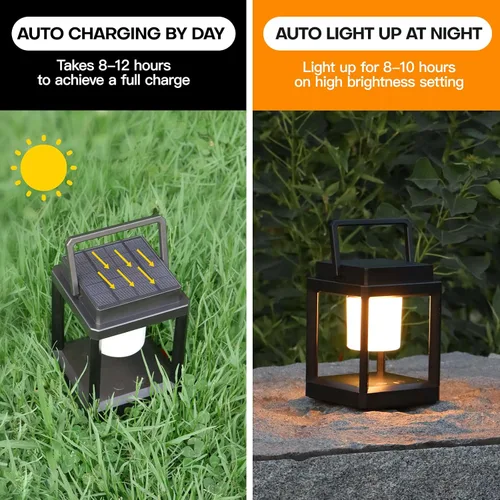 Vista 6 de Lámpara de mesa para exteriores con control táctil, impermeable, linterna de mesa LED para exteriores, 3000 K, 4500 K, 7000 K, temperatura
