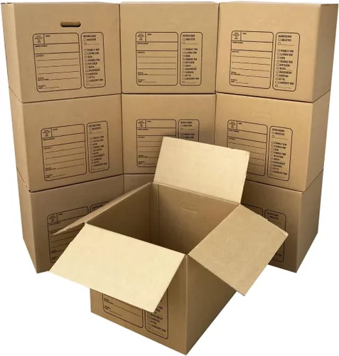 Vista 2 de Uboxes 10 cajas de mudanza medianas premium 18x18x16" caja de cartón Cajas de mudanza