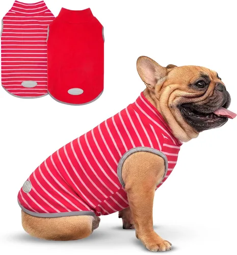 Vista 14 de cyeollo Paquete de 2 suéteres de forro polar para perro, chaleco cálido reflectante para perro, abrigo elástico para perro, chaqueta de invierno 1#