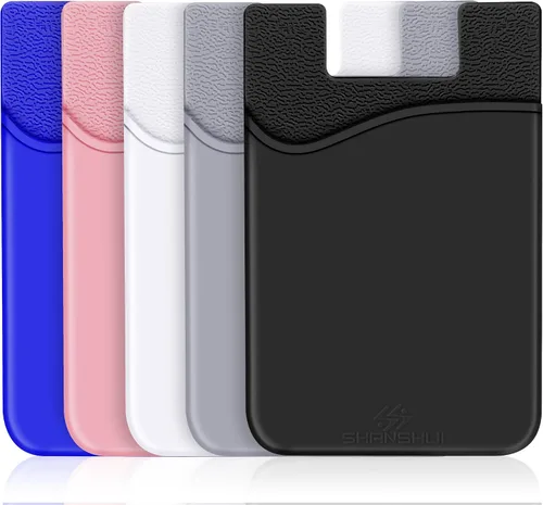 Vista 11 de SHANSHUI - Soporte para tarjeta de crédito de silicona, compatible con todos los teléfonos iPhone, Android y la mayoría de los teléfonos Negro x3