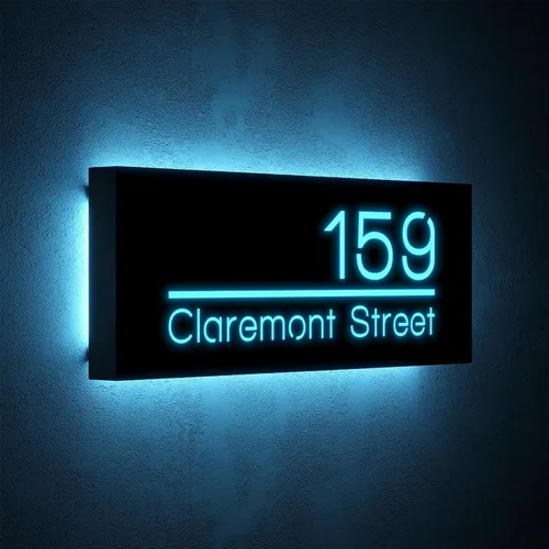 Vista 3 de Números LED de casa de 12 V para la calle retroiluminada, personalizada, números de casa modernos, placa de dirección iluminada con LED