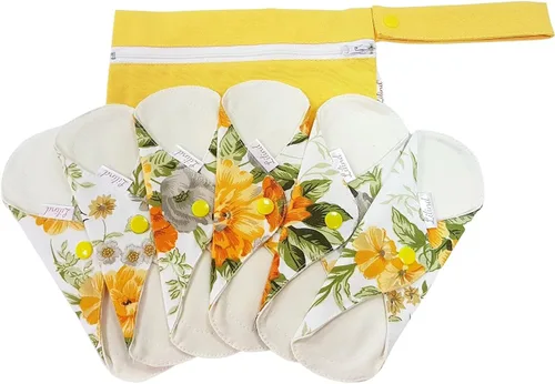 Vista 18 de Lilind ® Paquete de 7 toallas de tela para tanga en flores rojas, 100% algodón orgánico, reutilizables, lavables, toallas sanitarias menstruales