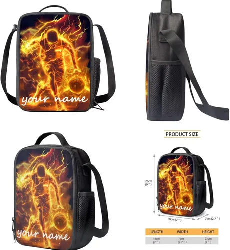 Vista 260 de FOR U DESIGNS Fuego baloncesto impreso niños escuela mochilas viaje mochila libro bolsa