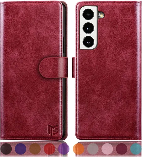 Vista 10 de SUANPOT Funda de piel tipo cartera para Samsung Galaxy S22 con bloqueo RFID, tarjetero para tarjetas de crédito, funda para teléfono con tapa a