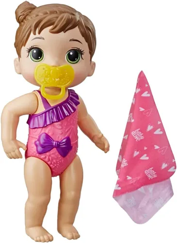 Vista 2 de Baby Alive Splash'n Snuggle Baby - Muñeca de pelo castaño para juegos acuáticos, con accesorios