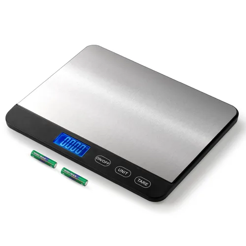 Vista 8 de Báscula de cocina de doble plataforma, báscula digital de alimentos con pantalla doble, dos básculas en una para pesada y precisa, 33 lb/0.01