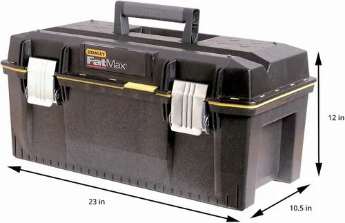 Vista 3 de STANLEY FATMAX - Caja de herramientas impermeable de 22.8 in, resistente al agua, gran capacidad de almacenamiento, ranura en V para corte extra
