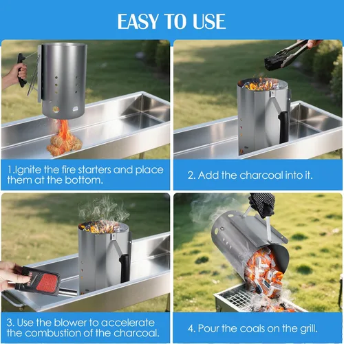 Vista 6 de REDACMP - Juego de iniciación de chimenea de carbón rápido extra grande de 12 pulgadas de alto, para parrillas de carbón, accesorios de chimenea