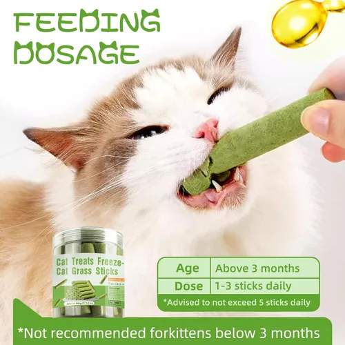 Vista 2 de Palitos de dentición de hierba natural para gatos, palillo masticable para eliminar bolas de pelo