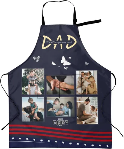 Vista 30 de Delantales personalizados con dos bolsillos para mujeres y hombres, delantales personalizados impresos con texto fotográfico para cocinero de cocina