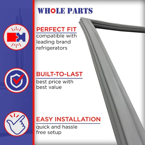 Vista 7 de Sello de puerta de refrigerador gris Whole Parts mejorado (tira magnética en el interior) – Parte # W10571967 – Compatible con modelos seleccionados