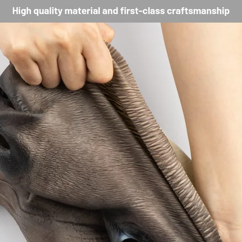 Vista 6 de PartyHop Máscara de búfalo con cabeza de animal de látex de cabeza completa, máscaras realistas para Halloween, carnaval, fiesta de disfraces