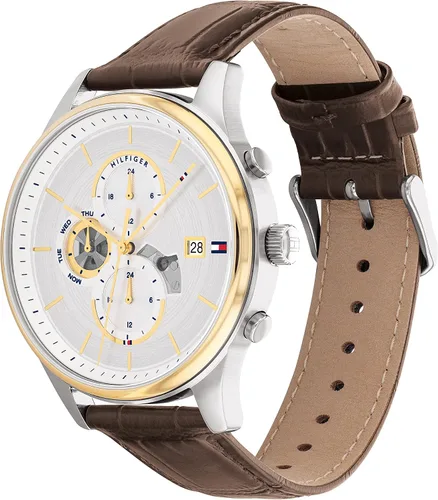 Vista 2 de Tommy Hilfiger 1710501 - Caja de acero inoxidable y correa de cuero para hombre color marrón Marrón