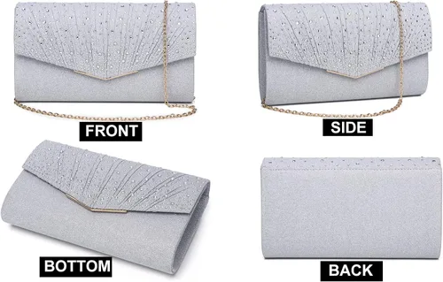 Vista 2 de MUDUO Monederos de mano con diamantes de imitación para mujer, monederos y bolsos formales de boda, fiesta, graduación, bolsas de dinero, regalo