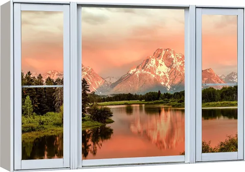 Vista 53 de Cuadro decorativo con diseño de ventana moderna blanca con vista, de la marca Wall26®
