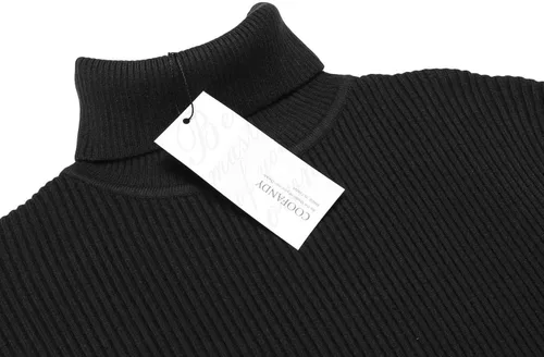 Vista 4 de COOFANDY - suéter de punto para hombre acanalado entallado y con cuello de tortuga