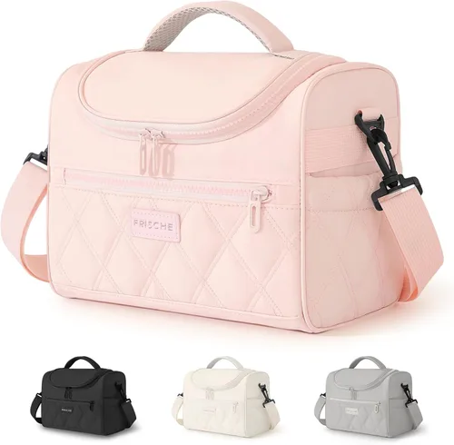 Vista 12 de Bolsa de almuerzo para mujer, suave y ligera, lonchera aislada a prueba de fugas con correas, lonchera térmica reutilizable para almuerzo