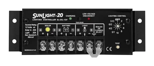 Vista 7 de Morningstar Sunlight 10A Controlador de carga solar (SL-10L-12V) - Regulador de panel solar para baterías de 12 voltios, control de iluminación