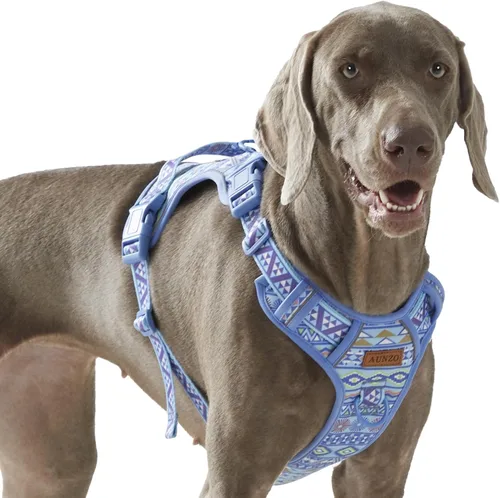 Vista 25 de Arnés para perro sin tirones, chaleco ajustable para perro para caminar fácilmente, material Oxford transpirable, arnés reflectante para mascotas