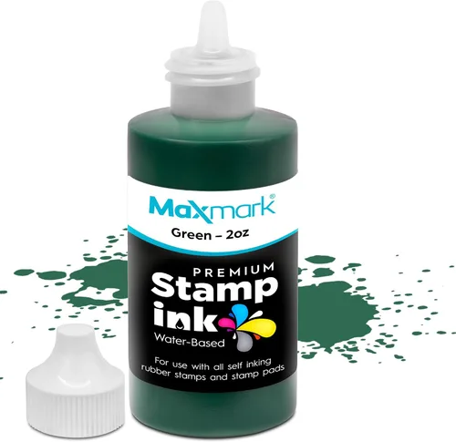 Vista 86 de MaxMark Premium - Tinta de recarga con punta de control en botella para sellos autoentintados, color negro - 1 onza