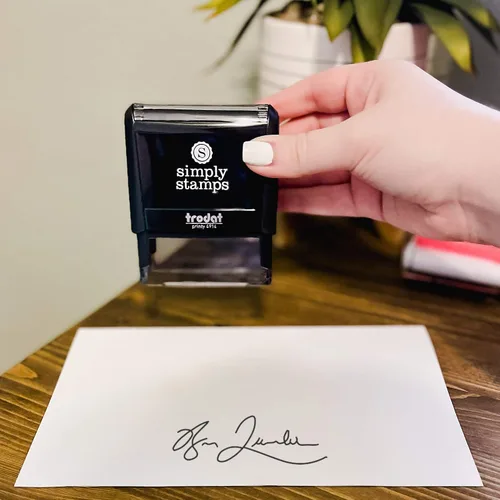 Vista 4 de Sello de firma personalizado con tinta extra Varios colores (negro)