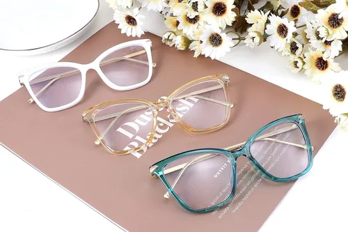 Vista 6 de FEISEDY Marco de gafas de ojo de gato de gran tamaño con lentes transparentes para mujer, B2460