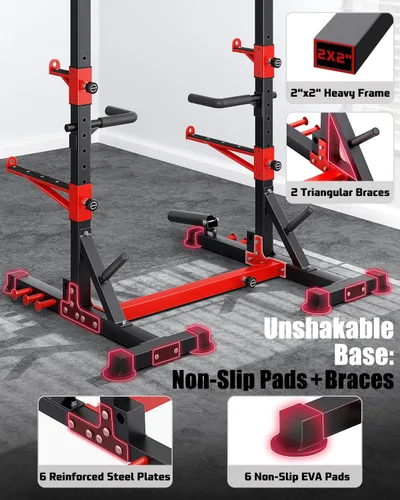 Vista 4 de YOLEO Smith Machine & Squat Rack Combo, Multi-Functional Power Racks with Adjustable Width & Pull-Up Bar, Cable Crossover Power Cage, Independent