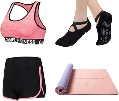 Vista 5 de JOYNÉE Calcetines de yoga antideslizantes para mujer con agarres, ideales para pilates, barras, bailes, hospitales, fitness, 3 pares