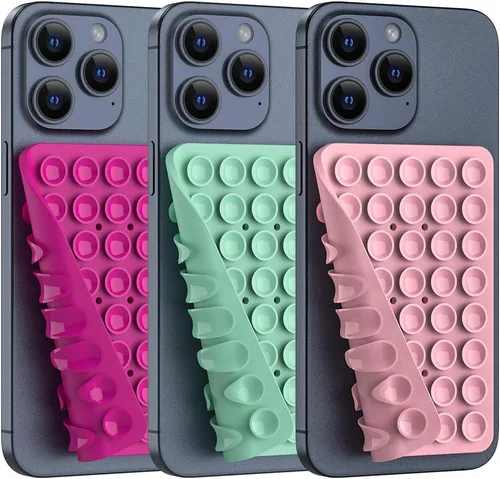 Vista 18 de Soporte de teléfono con succión de silicona de doble cara, accesorio de silicona para iPhone y Android, soporte para teléfono de ducha con espejo