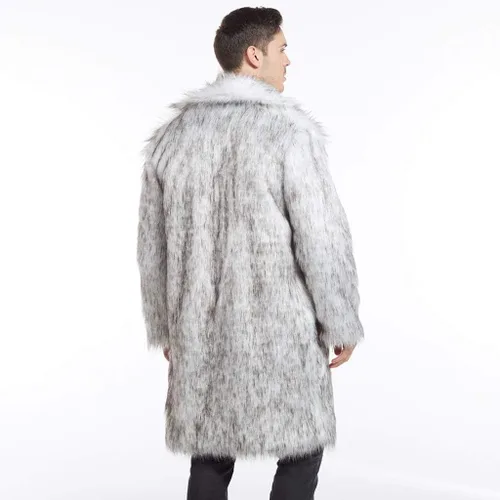 Vista 4 de Chaqueta térmica gruesa de invierno para hombre, cuello alto, suéter de empalme de punto, abrigo casual, elegante acolchado para hombre