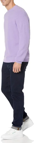 Vista 7 de Tienda Essentials Suéter de cuello redondo de algodón texturizado de gran tamaño para hombre