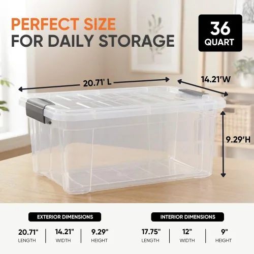 Vista 125 de Superio - Contenedores de almacenamiento de plástico transparente de 1.27 cuartos de galón con tapas, contenedores organizadores apilables, cajas