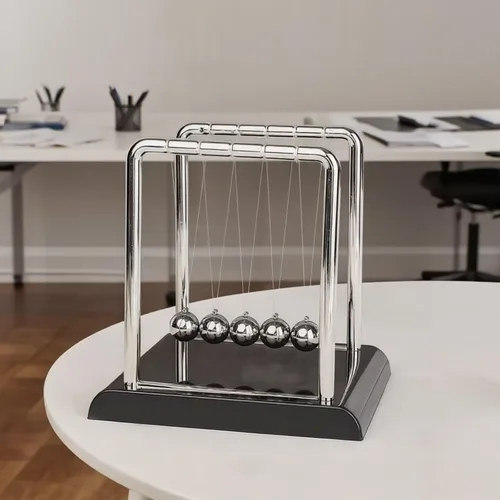Vista 5 de Péndulo de Newton con Bolas de Equilibrio, Bolas Cinéticas Oscilantes con Base Negra, Herramienta de Aprendizaje Educativo de Ciencia Física