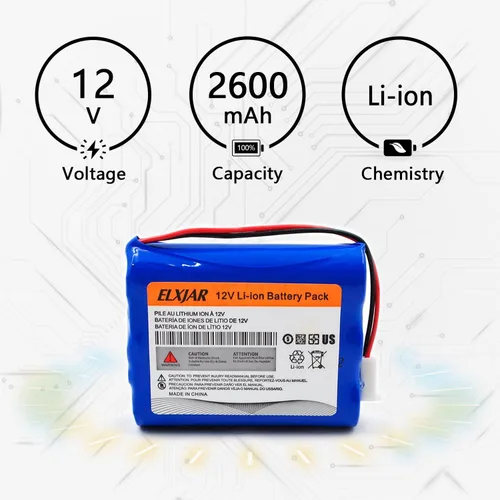 Vista 5 de Paquete de 2 baterías de iones de litio de 11.1 V 2600 mAh 18650 * 3 celdas con conectores MTA-100 de 2 pines