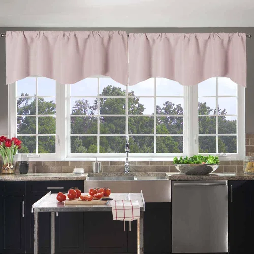 Vista 14 de Cenefa Blanco Puro Paquete de 2 - Cortinas de Liquidación para Sala de Estar, Baño y Dormitorio - Estilo Granja Festoneado, 18 Pulgadas de Largo