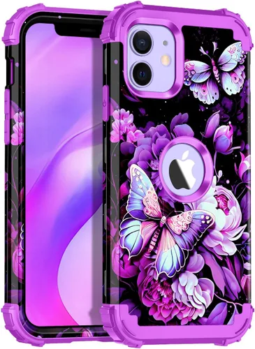 Vista 40 de Miqala Funda para iPhone 12, iPhone 12 Pro, que brilla en la oscuridad, tres capas, resistente a los golpes, protección de plástico duro + funda