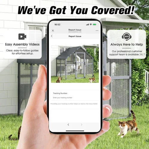 Vista 7 de COZIWOW Catio - Casa grande para gatos al aire libre, con conexión de ventana, resistente a la intemperie, condominio, plataforma, casa de animales