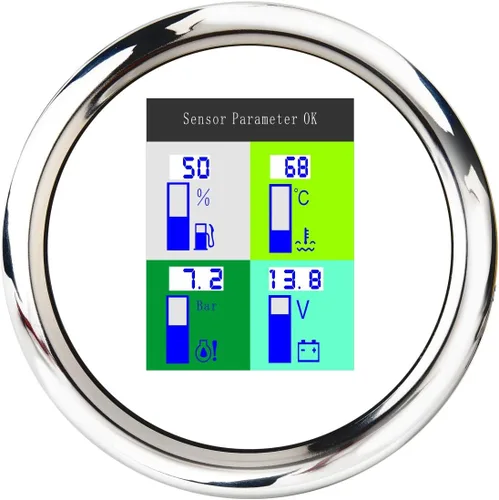 Vista 7 de ELING Voltímetro multifuncional 4 en 1 de 3.346 in, presión de aceite, nivel de combustible, medidor de temperatura del agua 9-32 V para automóvil