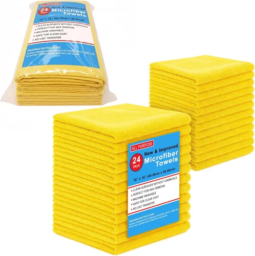 Vista 14 de Blue Horizon Toallas de limpieza de microfibra negras, paquete de 24 paños de felpa ultra suave de doble cara, paños de limpieza de microfibra