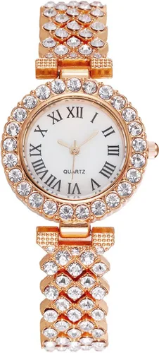 Vista 3 de Relojes de diamantes para mujer, de lujo, a la moda, conjunto de pulsera, reloj de vestir femenino