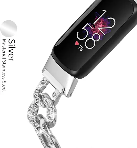 Vista 5 de TenCloud Pulsera compatible con Fitbit Luxe Watch Band Rhinestone Diamond Metal Elegante Correa ajustable compatible con Fitbit Luxe Band para mujer