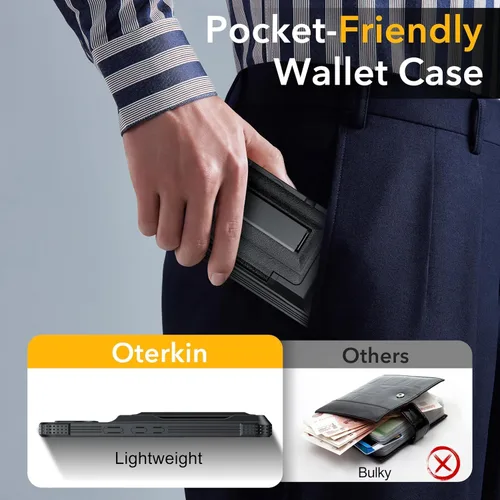 Vista 7 de Oterkin Funda tipo cartera para Google Pixel 11/11 Pro 4-5 tarjetero Negro