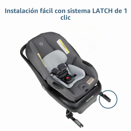 Vista 6 de Maxi-Cosi Mico Pro Asiento de automóvil infantil para bebé con base, silla ventilada, almohadilla suave para reposacabezas, pestillo de fácil