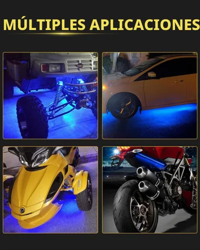 Vista 7 de YM E-Bright Tiras de luces LED azules para automóviles, 30CM luces impermeables de bajo resplandor para automóvil, motocicletas, carrito de golf