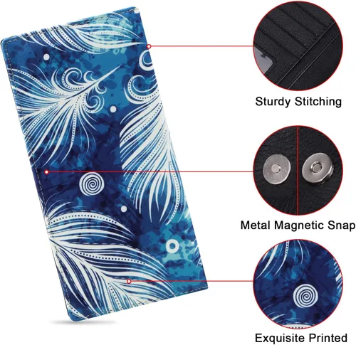 Vista 181 de HUA ANGEL Billetera ultra delgada para mujer, con bloqueo RFID, tarjetero de crédito, plegable, largo, hebilla magnética, billete para mujer, Owl