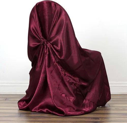 Vista 11 de Efavormart.com - Fundas para sillas beige de 1 pieza, satinadas, con lazo, universales, para banquetes, bodas, plegables, para sillas de comedor