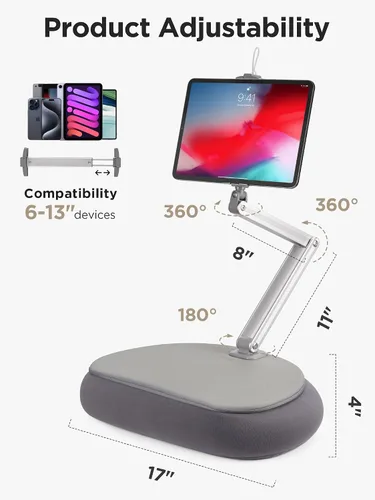 Vista 4 de InnoGear Soporte de almohada para tablet para regazo, soporte de manos libres ajustable de 360° para cama, sofá, lectura, compatible con iPad Kindle